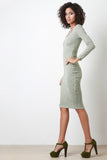 Marled Vertical Ribbed Knit Dress