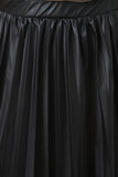 Pleated Faux Leather Midi Skirt