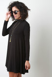 Mock Neck Long Sleeve Shift Dress