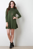 Mock Neck Long Sleeve Shift Dress