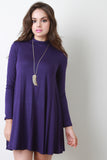 Mock Neck Long Sleeve Shift Dress