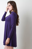 Mock Neck Long Sleeve Shift Dress