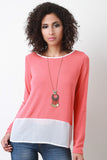 Contrast Chiffon Hem Long Sleeve Top