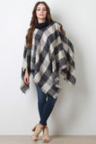 Turtleneck Plaid Poncho