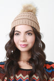 Ridged Fur Pom Pom Beanie