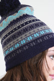 Multicolor Fair Isle Pom Pom Beanie