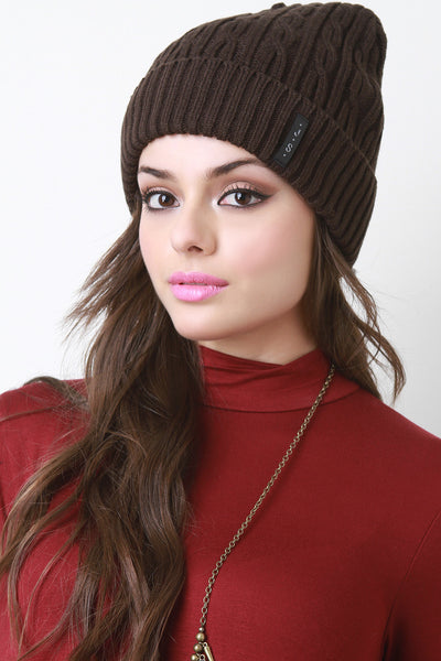 Cable Knit Turned Up Beanie
