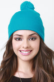 Pom Pom Thin Ribbed Beanie