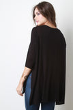 Slit Dolman Sleeves High Low Top