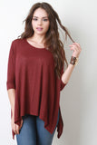 Slit Dolman Sleeves High Low Top