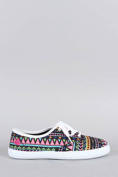 Qupid Tribal Round Toe Lace Up Sneaker