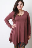 Long Sleeve Handkerchief Mini Tunic Dress