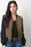 Quilted Zipped Up Bomber Puffer Jacket