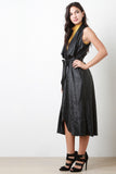 Vegan Leather Longline Draped Vest