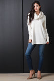 Cowl Neck Terry Raglan Top