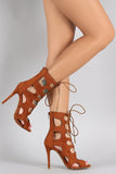 Shoe Republic LA Cutouts Caged Lace Up Heel