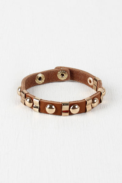 Studded Sections Vegan Leather Bracelet