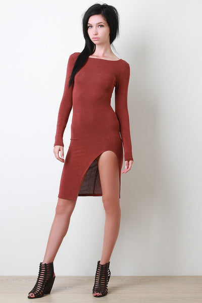 Long Sleeve Open Side Midi Dress