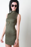 Vegan Suede Mock Neck Sleeveless Mini Dress