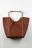 Wrapped Chain Pebbled Leather Tote Bag