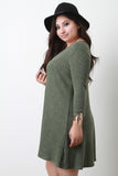 V-Neck Ribbed Knit Shift Dress