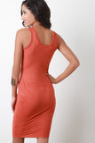 Suede Sleeveless Bodycon Midi Dress