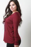 Ribbon Lace Up Henley Top