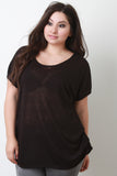 Side Cinched Scoop Neck Dolman Sleeves Top