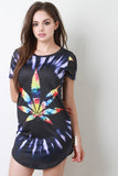 Tie Dye Cannabis Round Hem Dress