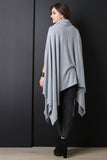 Cowl Neck Handkerchief Knit Poncho Maxi Top