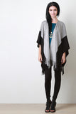 Two-Tone Faux Suede Fringe Cape