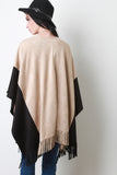 Two-Tone Faux Suede Fringe Cape