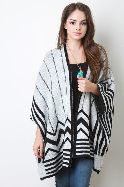 Knit Line Pattern Dolman Cardigan