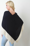 Two-Tone Thick Knit Poncho