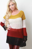 Multi-Tone Semi-Sheer Loose Knit Top