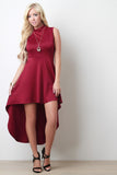 Mock Neck Sleeveless High-Low Dress