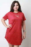 Faux Suede T-Shirt Dress