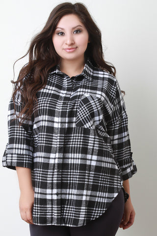 Quarter Sleeve Flannel Top