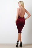 Crush Velvet Surplice Backless Dress