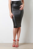 Vegan Leather Midi Pencil Skirt