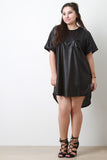 Eyelet Vegan Leather Shift Dress