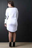 O Patch Trim Long Sleeve Dress