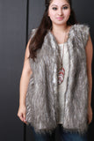 Multicolor Faux Fur Knit Back Sleeveless Vest