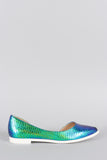 Liliana Hologram Snakeskin Dorsay Pointy Toe Flat