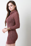 Marled Knit Turtleneck Mini Dress