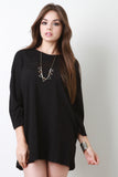 Cuffed Quarter Sleeves Mini Shift Dress