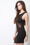 Mesh Contrast Sleeveless Bodycon Mini Dress