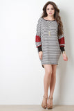 Striped Dolman Sleeve Tunic Dress