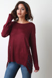 Side Frayed Knitted Sweater Top