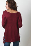 Side Frayed Knitted Sweater Top